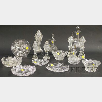 Thirteen Pieces of Colorless Cut Glass Tableware