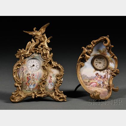 Two Miniature Viennese Enamel Boudoir Timepieces