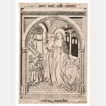 Wolfgang Aurifaber (German, 15th/16th Century) Two Prints: The Madonna and Child with the Abbot Ludwig von Churwalden