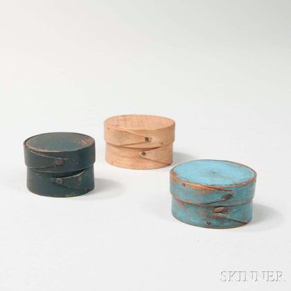 Three Small Round Bentwood Boxes