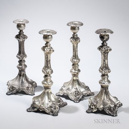 Two Pairs of Silver-plated Shabbat Candlesticks