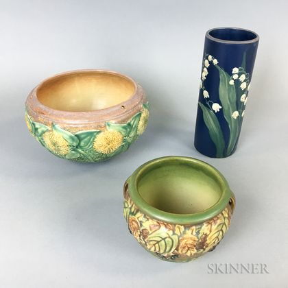 Two Weller Pottery Bowls and a Vase
