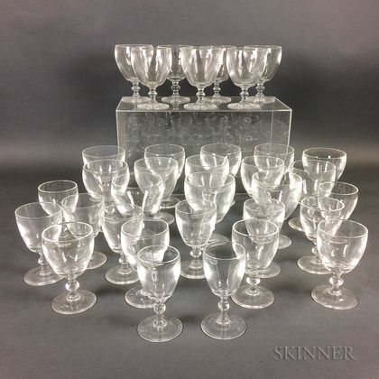 Thirty-four Pieces of Steuben Colorless Glass Stemware
