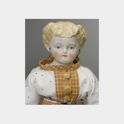 Small Parian-Type Doll with Pierced Ears