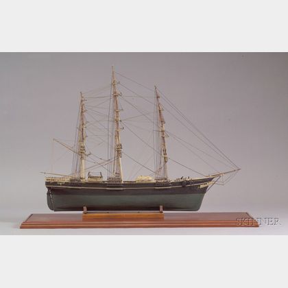 Cased Carved and Painted Wooden Model of the Clipper Ship Sovereign of the Seas