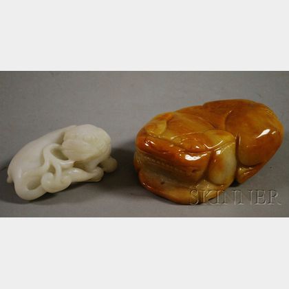 Two Asian Carved Jade Mythical Creatures