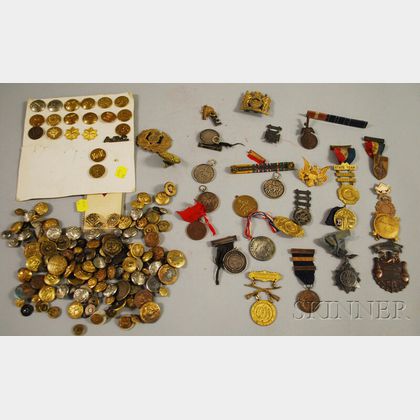 Lot of Mostly U.S. Military and Uniform Buttons and Regalia