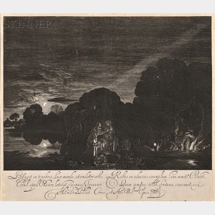 Hendrik Goudt (Dutch, 1583-1648),After Adam Elsheimer (German, 1578-1610) The Flight into Egypt