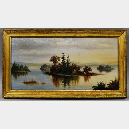 American School, 19th Century Lake View with Islands.