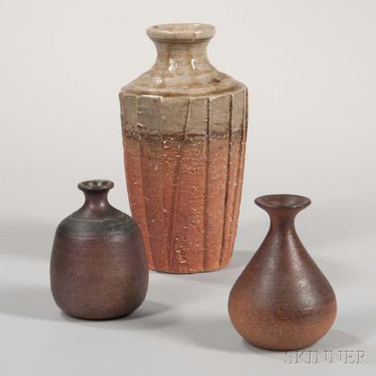 Three Studio Pottery Stoneware Vases 