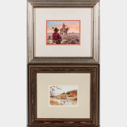 Vic (Victor Paul) Donahue (Arizona/New York/Nebraska, 1918-2008) Two Western Watercolors on Paper