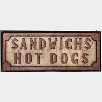 Painted "Sandwichs/Hot Dogs" Sign