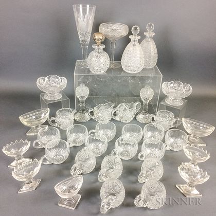 Thirty-four Pieces of Colorless Cut Glass Tableware. Estimate $20-200