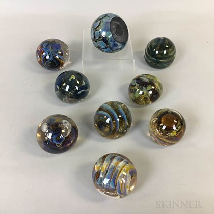 Nine Art Glass Paperweights