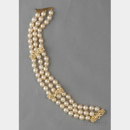 18kt Gold and Cultured Pearl Bracelet, Cynthia Bach