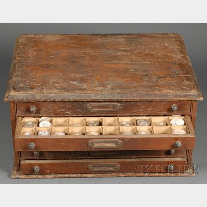 Walnut Five-drawer "Columbus" Crystal Cabinet