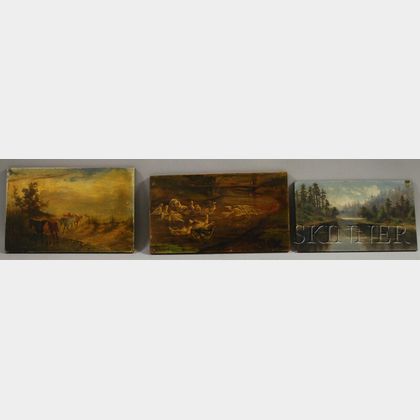 Three Unframed 19th/20th Century American School Oil on Board Landscapes