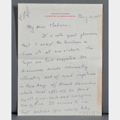 Olivier, Sir Laurence (1907-1989) Autograph Letter Signed, 22 May 1958.