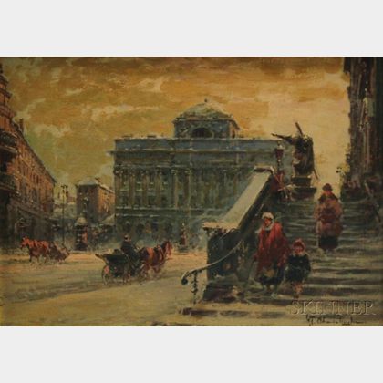 Wladyslaw T. Chemielinski (Polish, b. 1895) Winter Street Scene, Warsaw