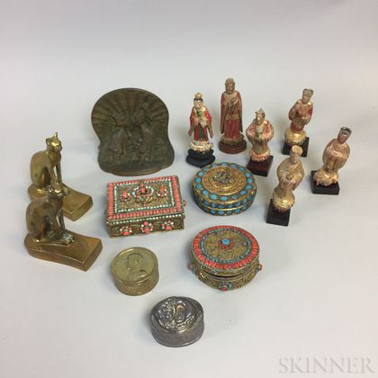 Small Group of Wood and Metal Decorative Items