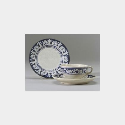 Dedham Pottery Rabbit Cup and Saucer and Bread and Butter Plate