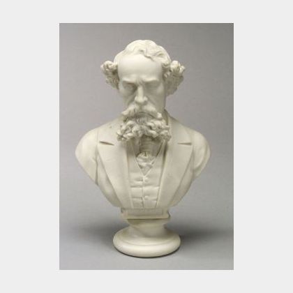 English Parian Bust of Charles Dickens