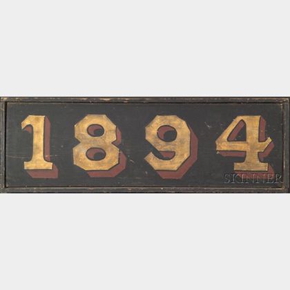 Painted Wooden "1894" Sign