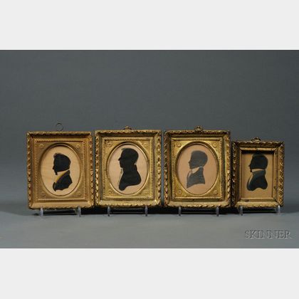 Four Framed Silhouette Portraits of Gentlemen