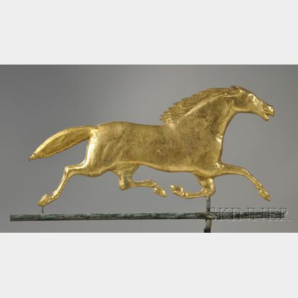 Gilt Cast Zinc and Molded Copper Running Horse Weather Vane