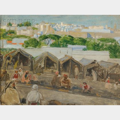 Émile-Victor-Augustin Delobre (French, 1873-1956) View of a North African Arab Market.