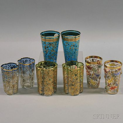 Four Pairs of Moser-type Glass Beakers