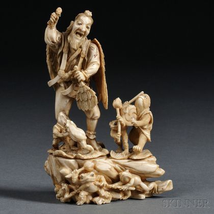 Ivory Okimono of a Mythical Figure