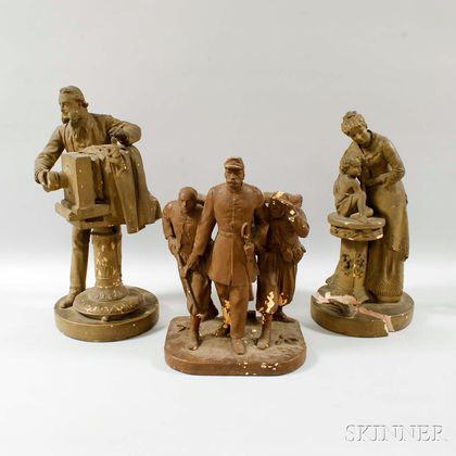 Three John Rogers-type Plaster Sculptures