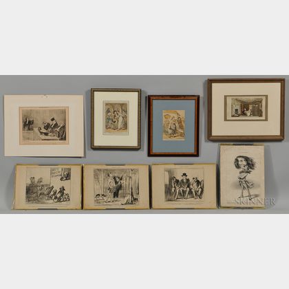 Eight Prints by Daumier and Rowlandson. Estimate $50-75