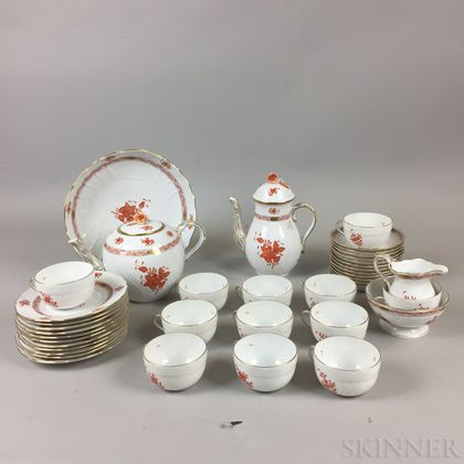 Forty-piece Herend "Sepia" Porcelain Tea Service