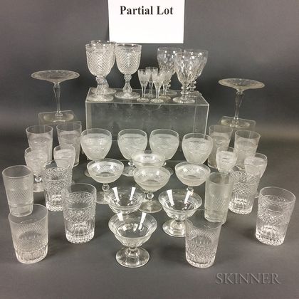 Fifty-seven Pieces of Colorless Glass Tableware