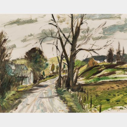 John Hansegger (American, 1908-1989) Country Lane in Autumn