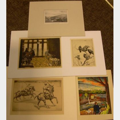 Lot of Five Matted Prints