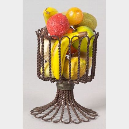 Miniature Wirework Compote with Miniature Stone Fruit