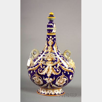 Cantagalli Faience Wine Bottle and Cover