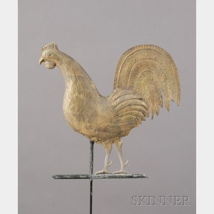 Molded Gilt Copper Rooster Weather Vane