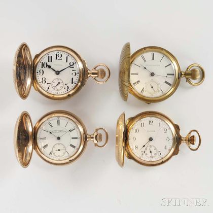 Four Waltham Gold-filled Hunter Case Watches