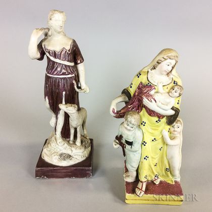 Two Lustre-decorated Ceramic Figures