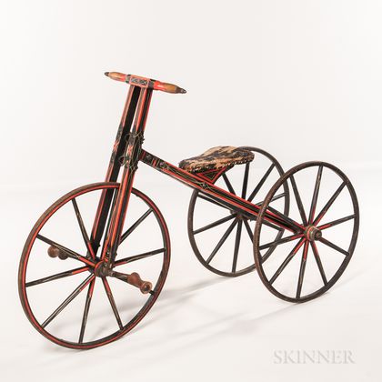 Early Painted Wood Tricycle