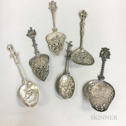 Six Continental Silver Serving Pieces