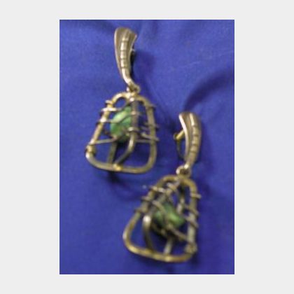 Sterling Silver and Turquoise Earpendants, Ed Wiener