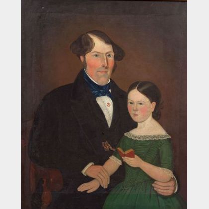 American School, 19th Century Portrait of a Man and His Daughter.