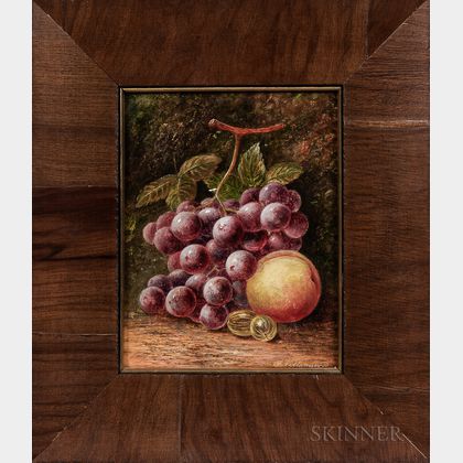 Continental School, 19th/20th Century Still Life with Grapes, Peach, and Gooseberries