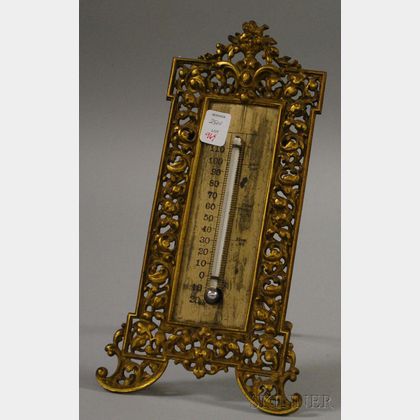 Bradley & Hubbard Victorian Cast Brass Table Thermometer. 