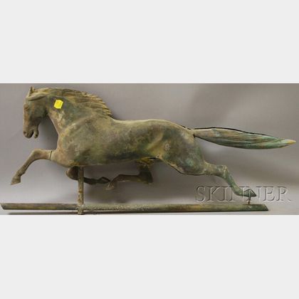 Patinated Molded Copper Full-body Running Horse Weather Vane